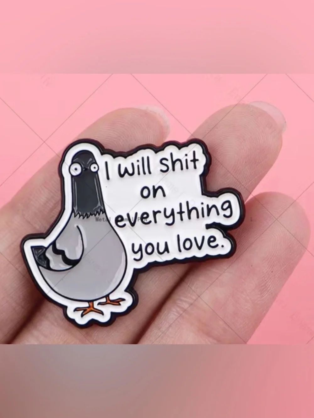 Novelty Pigeon Enamel Pin - Gray - NEW